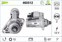 VALEO 460512 - Código de motor: DFFA,DTTA<br>Clase de caja de cambios: Caja de cambios manual, 6 marchas<br>Equipamiento de vehículo: para vehículos con sistema Start&Stop<br>Tensión [V]: 12<br>Potencia nominal [kW]: 2<br>Número de dientes: 12<br>Número de orificios: 2<br>Sentido de giro: Sentido de giro a la izquierda (antihorario)<br>Posición/Grado: R  145<br>Pinza: NO<br>Diámetro de brida [mm]: 79<br>Peso [kg]: 4,21<br>