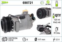 VALEO 690721 - Compresor, aire acondicionado - VALEO RE-GEN REMANUFACTURED