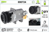 VALEO 690724 - Compresor, aire acondicionado - VALEO RE-GEN REMANUFACTURED