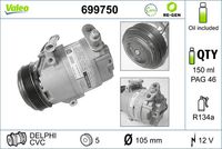 VALEO 699750 - Compresor, aire acondicionado - VALEO RE-GEN REMANUFACTURED