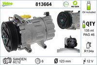 VALEO 813664 - Compresor, aire acondicionado - VALEO RE-GEN REMANUFACTURED