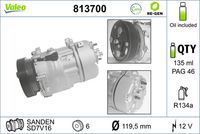 VALEO 813700 - Compresor, aire acondicionado - VALEO RE-GEN REMANUFACTURED