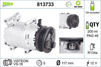 VALEO 813733 - Compresor, aire acondicionado - VALEO RE-GEN REMANUFACTURED