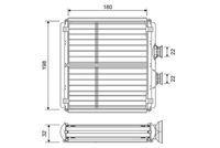 VALEO 811508 - Equipamiento de vehículo: para vehículos sin calefacción auxiliar eléctrica<br>Tipo radiador: Aletas refrigeración soldadas<br>Material aletas refrigeradoras: Aluminio<br>Longitud de red [mm]: 180<br>Ancho de red [mm]: 205<br>Profundidad de red [mm]: 32<br>Material depósitos de agua (radiador): Plástico<br>Restricción de fabricante: Behr<br>Restricción de fabricante: PrascoSelection<br>Artículo complementario/Información complementaria: sin tubería<br>