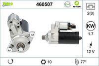 VALEO 460507 - Restricción de fabricante: BOSCH<br>Tensión [V]: 12<br>Potencia nominal [kW]: 2<br>Número de dientes: 11<br>Número de orificios: 2<br>Sentido de giro: Sentido de giro a la izquierda (antihorario)<br>Posición/Grado: R  73<br>Diámetro de brida [mm]: 76<br>Peso [kg]: 4,035<br>