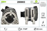 VALEO 200003 - Alternador - VALEO CORE-FLEX