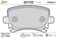 VAICO V108173 - Número de PR: 1ZM<br>Número de PR: 1ZG<br>para diámetro disco de freno [mm]: 312<br>para espesor de disco [mm]: 25<br>Número de WVA: 23589<br>cantidad de elementos de fricción: 4<br>Espesor [mm]: 20,6<br>Número de indicadores de desgaste [por eje]: 1<br>Altura 2 [mm]: 71,3<br>Longitud contacto de aviso [mm]: 135<br>Ancho 1 [mm]: 155,1<br>Ancho 2 [mm]: 156,3<br>Altura 1 [mm]: 66<br>Lado de montaje: Eje delantero<br>Contacto avisador de desgaste: con contacto avisador de desgaste<br>Sistema de frenos: ATE<br>Peso [kg]: 2,268<br>