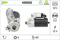 VALEO 458920 - Potencia nominal [kW]: 2<br>Tensión [V]: 12<br>Cantidad de agujeros de fijación: 3<br>Diámetro de brida [mm]: 76<br>Sentido de giro: Sentido de giro a la derecha (horario)<br>Pinza: B+ M8<br>Número de dientes: 15<br>para OE N°: 059911024K<br>Calidad: OE EQUIVALENT<br>