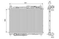 NRF 550068 - año construcción hasta: 11/2021<br>Material aletas refrigeradoras: Aluminio<br>Profundidad de red [mm]: 22<br>Longitud de red [mm]: 385<br>Ancho de red [mm]: 546<br>Ø entrada [mm]: 34<br>Ø salida [mm]: 34<br>Tipo radiador: Aletas refrigeración soldadas<br>Artículo complementario / información complementaria 2: sin depósito de compensación<br>Artículo complementario / información complementaria 2: sin bastidor<br>Artículo complementario/Información complementaria: con juntas<br>Material depósitos de agua (radiador): Plástico<br>