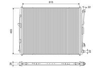 NRF 550279 - Calefacción / Refrigeración: radiador adicional<br>Material: Aluminio<br>Longitud de red [mm]: 615<br>Ancho de red [mm]: 498<br>Profundidad de red [mm]: 27<br>Tipo radiador: Aletas refrigeración soldadas<br>