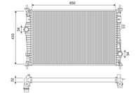 VALEO 701173 - Material aletas refrigeradoras: Aluminio<br>Tipo radiador: Aletas refrigeración soldadas<br>Profundidad de red [mm]: 26<br>Ø entrada [mm]: 34<br>Ø salida [mm]: 34<br>Ancho de red [mm]: 408<br>Material depósitos de agua (radiador): Plástico<br>Longitud de red [mm]: 648<br>Restricción de fabricante: Calsonic<br>Artículo complementario / información complementaria 2: Con acoplamientos rápidos<br>