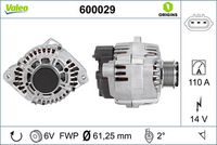 VALEO 600029 - Alternador - VALEO ORIGINS NEW OE TECHNOLOGY