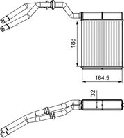 VALEO 811515 - Vehículo con dirección a la izquierda / derecha: para vehíc. dirección a la derecha<br>Equipamiento de vehículo: para vehículos sin calefacción auxiliar eléctrica<br>Artículo complementario / información complementaria 2: con conducto<br>Longitud de red [mm]: 186<br>Ancho de red [mm]: 168<br>Profundidad de red [mm]: 32<br>Tipo radiador: Aletas refrigeración soldadas<br>