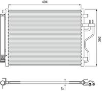 VALEO 814396 - País producción vehículo: Europa<br>Ø entrada [mm]: 13<br>Profundidad de red [mm]: 18<br>Ancho de red [mm]: 382<br>Longitud de red [mm]: 534<br>Ø salida [mm]: 8<br>Restricción de fabricante: Halla<br>Restricción de fabricante: PrascoSelection<br>Material: Aluminio<br>Artículo complementario / información complementaria 2: con secador<br>