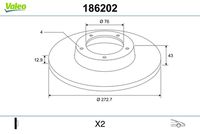 VALEO 186202 - Disco de freno