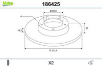 VALEO 186425 - Lado de montaje: Eje trasero<br>Tipo de disco de frenos: macizo<br>Espesor de disco de frenos [mm]: 10<br>Diámetro exterior [mm]: 253<br>