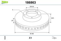 VALEO 186863 - Lado de montaje: Eje trasero<br>Altura de bujes de discos de freno [mm]: 39,7<br>Llanta, nº de taladros: 5<br>Altura [mm]: 50,7<br>Tipo de disco de frenos: macizo<br>Espesor de disco de frenos [mm]: 11<br>Espesor mínimo [mm]: 9<br>Diámetro exterior [mm]: 280<br>Diámetro de centrado [mm]: 63,5<br>corona de agujeros - Ø [mm]: 108<br>