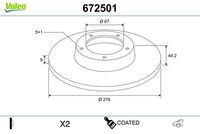 VALEO 672501 - Disco de freno - COATED