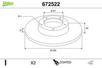 VALEO 672522 - Disco de freno - COATED