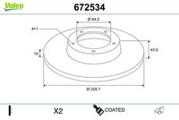 VALEO 672534 - Disco de freno - COATED