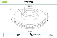 VALEO 672537 - Disco de freno - COATED