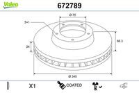 VALEO 672587 - año construcción hasta: 06/2017<br>Lado de montaje: Eje trasero<br>Tipo de disco de frenos: macizo<br>Diámetro exterior [mm]: 280<br>Espesor de disco de frenos [mm]: 10<br>Diámetro de centrado [mm]: 67<br>Altura [mm]: 50,5<br>Espesor mínimo [mm]: 8,4<br>Llanta, nº de taladros: 5<br>Peso [kg]: 8,61<br>