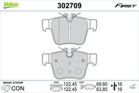 VAICO V302790 - Lado de montaje: Eje trasero<br>Restricción de fabricante: ATE<br>Ancho [mm]: 122,5<br>Altura [mm]: 64,3<br>Espesor [mm]: 16,2<br>Contacto avisador de desgaste: preparado para indicador desgaste<br>Homologación: E9 90R-02A0120/4608<br>SVHC: No hay información disponible, diríjase al fabricante.<br>