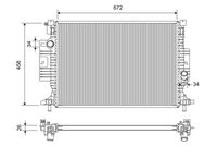 NRF 59230 - Material aletas refrigeradoras: Aluminio<br>Profundidad de red [mm]: 26<br>Longitud de red [mm]: 670<br>Ancho de red [mm]: 449<br>Ø entrada [mm]: 34,5<br>Ø salida [mm]: 34,5<br>Tipo radiador: Aletas refrigeración soldadas<br>Artículo complementario / información complementaria 2: sin depósito de compensación<br>Artículo complementario / información complementaria 2: sin bastidor<br>Artículo complementario/Información complementaria: con juntas<br>Material depósitos de agua (radiador): Plástico<br>