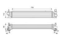 NRF 309034 - Material aletas refrigeradoras: Aluminio<br>Tipo de refrigeración: refrigerado por aire<br>Profundidad de red [mm]: 80<br>Longitud de red [mm]: 735<br>Ancho de red [mm]: 112<br>Material depósitos de agua (radiador): Plástico<br>Tipo radiador: Aletas refrigeración soldadas<br>