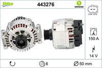 VALEO 443276 - Alternador - VALEO ORIGINS NEW OE TECHNOLOGY