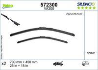 VALEO 572300 - año construcción hasta: 07/2019<br>Número de puertas: 5<br>Vehículo con dirección a la izquierda / derecha: para vehic. dirección izquierda<br>para OE N°: 1034389-00-D<br>Lado de montaje: delante<br>Styling: con spoiler<br>Longitud 2 [pulgadas]: 18<br>Longitud 1 [pulgadas]: 28<br>Longitud 2 [mm]: 450<br>Longitud 1 [mm]: 700<br>Cantidad: 2<br>Tipo de escobilla: Escobilla con hoja plana<br>