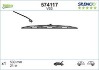 VALEO 574117 - Lado de montaje: lado del conductor<br>Adaptador de ajuste: A<br>Tipo de sujeción: sujeción por gancho<br>Vehículo con dirección a la izquierda / derecha: para vehíc. dirección a la derecha<br>Longitud [mm]: 530<br>Cantidad: 1<br>Tipo de escobilla: Escobilla con hoja plana<br>