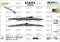 VALEO 574253 - Lado de montaje: lado del conductor<br>Tipo de escobilla: Escobillas con arco<br>Cantidad: 1<br>Longitud [mm]: 550<br>Longitud [pulgada]: 22<br>Adaptador de ajuste: A<br>Tipo de escobilla: Escobilla limpiaparabrisas c/ advertencia óptica de desgaste<br>