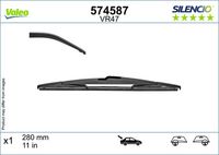 VALEO 574587 - Lado de montaje: lado del conductor<br>Tipo de escobilla: Escobillas con arco<br>Cantidad: 1<br>Longitud [mm]: 650<br>Longitud [pulgada]: 26<br>