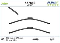 VALEO 577810 - Lado de montaje: lado del conductor<br>Tipo de escobilla: Escobillas con arco<br>Cantidad: 1<br>Longitud [mm]: 550<br>Longitud [pulgada]: 22<br>Adaptador de ajuste: A<br>Tipo de escobilla: Escobilla limpiaparabrisas c/ advertencia óptica de desgaste<br>