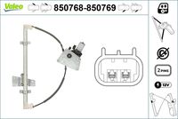 VALEO 850768 - Lado de montaje: Delante, izquierda<br>Tipo de servicio: eléctrico<br>Artículo complementario/Información complementaria: con electromotor<br>Función de interruptor combinado: sin función de confort<br>Número de puertas: 2 . 4<br>Número de conexiones: 2<br>Referencia artículo par: 111464<br>