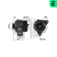 ERA 210242A - Tensión [V]: 14<br>Corriente de carga alternador [A]: 97<br>ID del modelo de conector: B+LDF<br>poleas - Ø [mm]: 56<br>Poleas: con polea para correa poli V<br>Sentido de giro: Sentido de giro a la derecha (horario)<br>Cantidad de agujeros de fijación: 2<br>Número de canales: 5<br>Distancia de polea a alternador [mm]: 26<br>