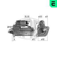 ERA 220149A - Tensión [V]: 12<br>Potencia nominal [kW]: 1,9<br>Cantidad de agujeros de fijación: 3<br>Sentido de giro: Sentido de giro a la derecha (horario)<br>Número de dientes: 9<br>Número de dientes: 11<br>Pinza: B+ M8<br>Pinza: Exc M6<br>