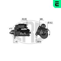 ERA 220371A - Tensión [V]: 12<br>Potencia nominal [kW]: 1,2<br>Número de dientes: 11<br>ID del modelo de conector: 30-50<br>Sentido de giro: Sentido de giro a la derecha (horario)<br>Cantidad de agujeros de fijación: 3<br>Posición básica piñón [mm]: 14<br>