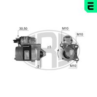 ERA 220399 - Clase de caja de cambios: Caja de cambios manual, 5 marchas<br>Tensión [V]: 12<br>Potencia nominal [kW]: 0,85<br>Cantidad de agujeros de fijación: 3<br>Cant. taladros roscados: 3<br>Diámetro de brida [mm]: 65<br>Sentido de giro: Sentido de giro a la derecha (horario)<br>Número de dientes: 8<br>Pinza: B+ M8<br>Pinza: Exc M5<br>