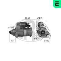 ERA 220534 - Tensión [V]: 12<br>Número de dientes: 10<br>Potencia nominal [kW]: 1<br>Restricción de fabricante: Bosch<br>Sentido de giro: Sentido de giro a la izquierda (antihorario)<br>Longitud 1 [mm]: 76<br>Longitud 2 [mm]: 53<br>Cantidad de agujeros de fijación: 2<br>