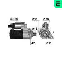 ERA 220886A - Tensión [V]: 12<br>Potencia nominal [kW]: 1,7<br>Restricción de fabricante: Bosch<br>Sentido de giro: Sentido de giro a la izquierda (antihorario)<br>Longitud 1 [mm]: 76<br>Longitud 2 [mm]: 42,5<br>Cantidad de agujeros de fijación: 2<br>