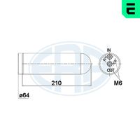 ERA 668027 - Técnica conexión: Brida<br>Diámetro [mm]: 65<br>Altura [mm]: 210<br>Rosca, entrada: 13,80 mm<br>Rosca, salida: 13,80 mm<br>