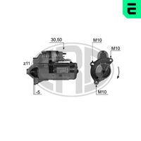 ERA 220393A - Tensión [V]: 12<br>Potencia nominal [kW]: 1,9<br>Número de dientes: 11<br>ID del modelo de conector: 30-50<br>Sentido de giro: Sentido de giro a la derecha (horario)<br>Cantidad de agujeros de fijación: 3<br>Posición básica piñón [mm]: -5<br>