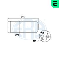 ERA 668004 - Diámetro [mm]: 75<br>Longitud [mm]: 205<br>Medida de rosca: 2xM6<br>