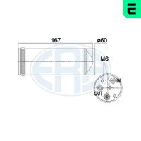 ERA 668012 - Técnica conexión: Brida<br>Diámetro [mm]: 60<br>Altura [mm]: 168<br>Ø entrada [mm]: 11<br>Ø salida [mm]: 11<br>