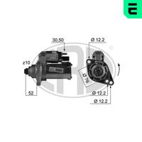 ERA 220445 - Tensión [V]: 12<br>Número de dientes: 10<br>Potencia nominal [kW]: 1<br>Restricción de fabricante: Bosch<br>Sentido de giro: Sentido de giro a la izquierda (antihorario)<br>Longitud 1 [mm]: 76<br>Longitud 2 [mm]: 53<br>Cantidad de agujeros de fijación: 2<br>