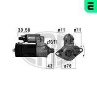 ERA 220698 - Tensión [V]: 12<br>Potencia nominal [kW]: 1,7<br>Número de dientes: 10<br>ID del modelo de conector: 30-50<br>Sentido de giro: Sentido de giro a la izquierda (antihorario)<br>Diámetro de brida [mm]: 76<br>Cantidad de agujeros de fijación: 2<br>Juego alternativo de reparación: 220606<br>Posición básica piñón [mm]: 43<br>