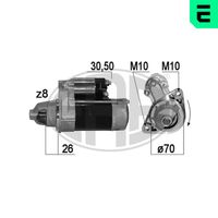 ERA 220826A - Tensión [V]: 12<br>Potencia nominal [kW]: 1<br>Cantidad de agujeros de fijación: 2<br>Cant. taladros roscados: 2<br>Diámetro de brida [mm]: 70<br>Sentido de giro: Sentido de giro a la derecha (horario)<br>Número de dientes: 8<br>Pinza: B+ M8<br>Pinza: Exc 6,35<br>