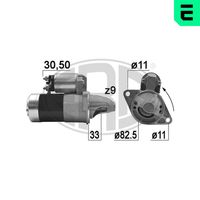 ERA 220929A - Clase de caja de cambios: Transmisión automática<br>Tensión [V]: 12<br>Potencia nominal [kW]: 1,4<br>Cantidad de agujeros de fijación: 2<br>Diámetro de brida [mm]: 82<br>Sentido de giro: Sentido de giro a la izquierda (antihorario)<br>Número de dientes: 9<br>Pinza: B+ M8<br>Pinza: Exc 6,35<br>